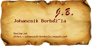 Johancsik Borbála névjegykártya